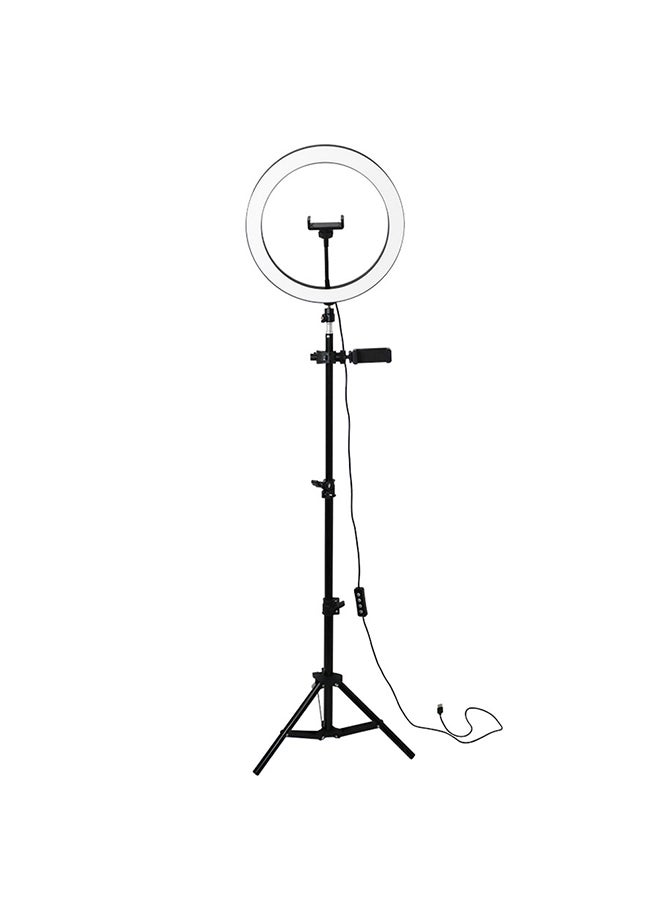 مصباحLED مستدير قابل للتعتيم لتصوير السيلفي مع مشبك للموبايل أسود/ أبيض - Image 1