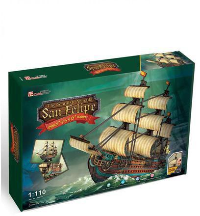CubicFun 248-Piece The Spanish Armada San Felipe 3D Puzzle Set 68x18x56cm  - Image 2
