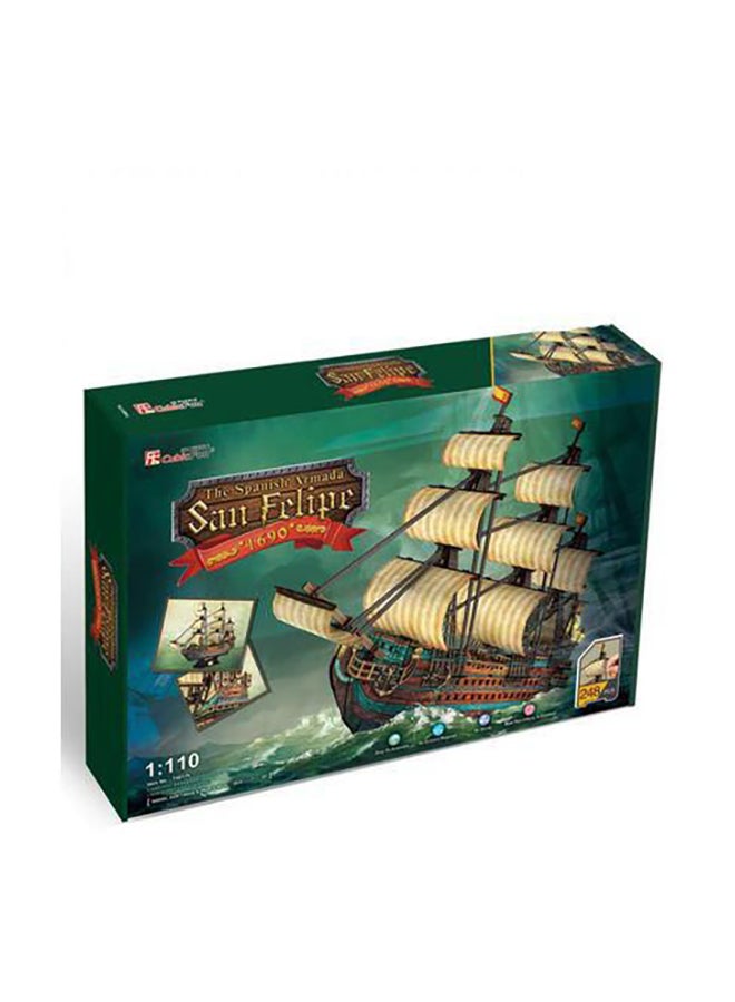 CubicFun 248-Piece The Spanish Armada San Felipe 3D Puzzle Set 68x18x56cm  - Image 1
