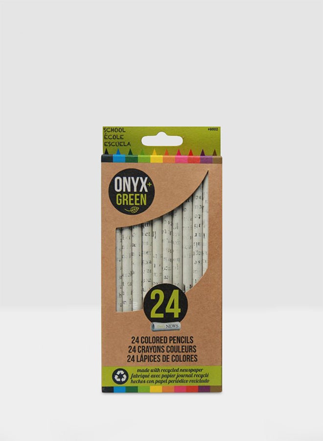 Colored Pencils made of Recycled Newspaper Sharpened Eco Friendly Pack of 24 Multicolour