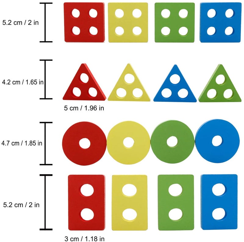 Lewo - 17-Piece Wooden Geometric Stacking Blocks - Image 1