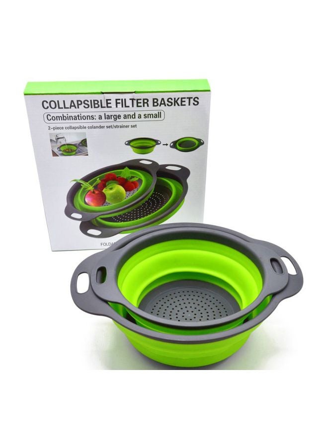طقم مصفاة قابلة للطي مكون من قطعتين أخضر/رمادي Large Colander 19.5x24, Small Colander 24x30Ø³Ù†ØªÙŠÙ…ØªØ± - Image 4