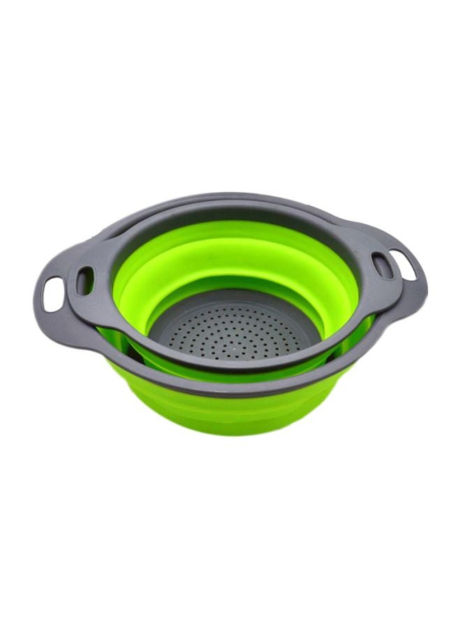 طقم مصفاة قابلة للطي مكون من قطعتين أخضر/رمادي Large Colander 19.5x24, Small Colander 24x30Ø³Ù†ØªÙŠÙ…ØªØ± - Image 1
