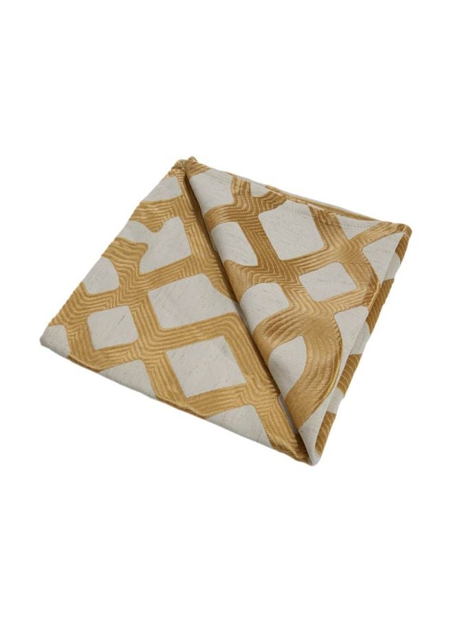 ليفينغ سبيس مناديل مائدة فاخرة بنقوش هندسية كريم / ذهب 46x46سم - Image 2