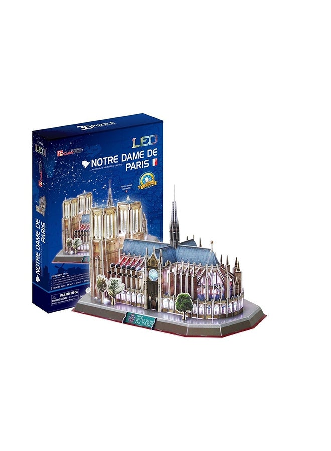 كيوبيك فن طقم أحجية ثلاثية الأبعاد بتصميم نوتردام دي باريس بإضاءة LED مكون من 149 قطعة طراز L173H 15.5x8.6x11بوصة - Image 1