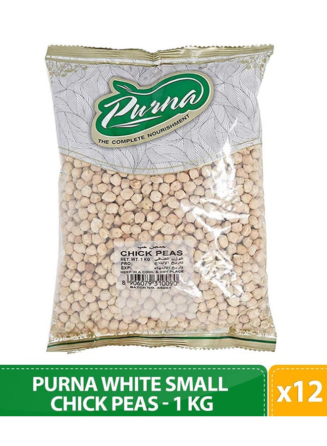 Purna - White Small Chick Peas 1kg pack_of_12 - Image 1