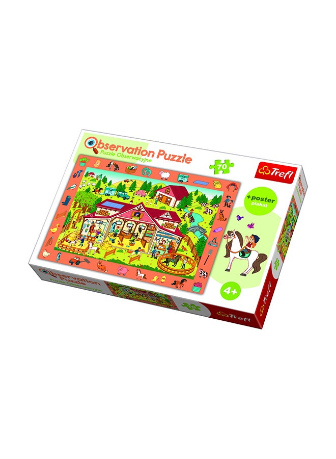 Trefl - 70-Piece Observation Visit The Stud Farm Jigsaw Puzzle Set 33 x 0.5 x 22.5cm - Image 1