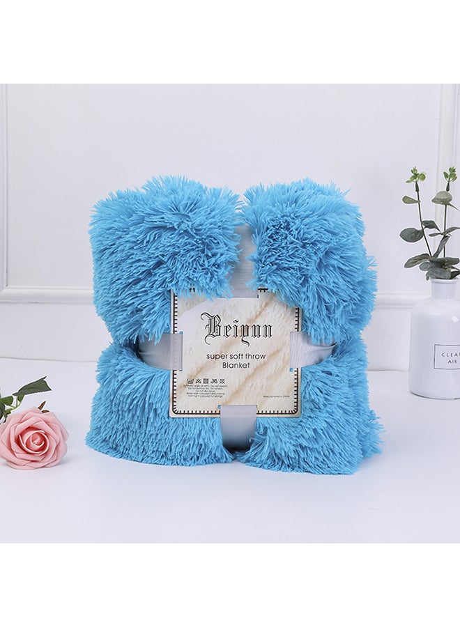 Double Bed Winter Warm Sofa Blanket Polyester Blue 150x110cm