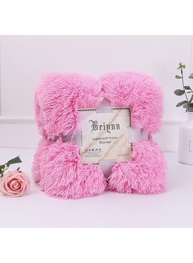Double Bed Winter Warm Sofa Blanket Polyester Pink 127x152cm