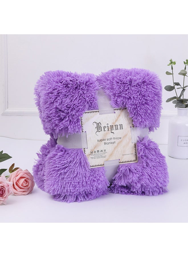 Double Bed Winter Warm Sofa Blanket Polyester Purple
