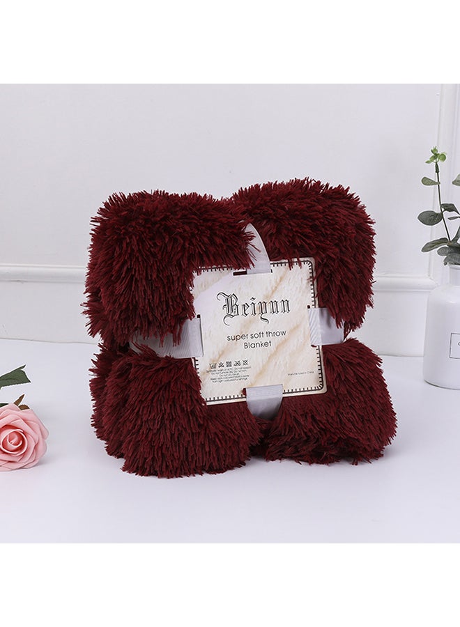 Double Bed Winter Warm Sofa Blanket Polyester Red