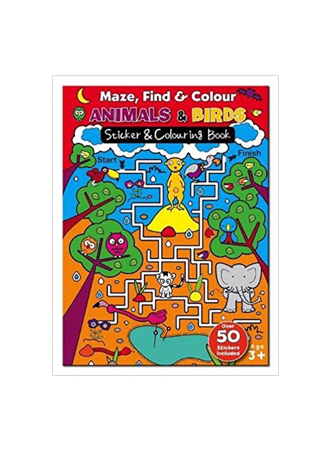 Maze, Find and Colour Book - Animals And Birds Paperback English by North Parade Publishing Editor Team - 1st January 2015