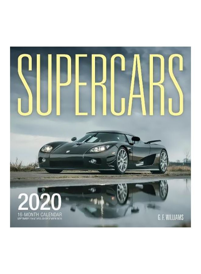 Generic Supercars 2020: 18-Month Wall Calendar Grey/Black/Yellow 