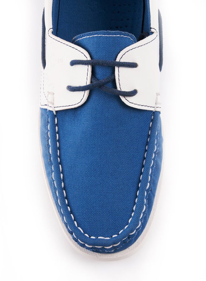 بيج ديزاين حذاء لوفر كاجوال برباط أزرق/ أبيض - Image 2
