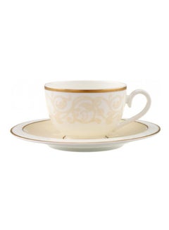 Villeroy & Boch 12-Piece Voguish Unique Ivoire Cup And Saucer Set White/Beige/Gold 200ml  - Image 1