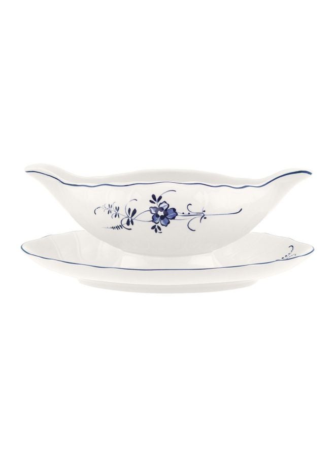 Villeroy & Boch Old Luxembourg Sauce Boat With Stand White/Blue  - Image 1