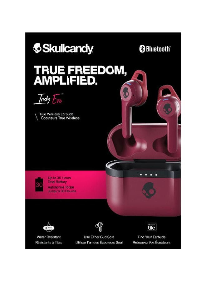 Indy Evo True Wireless Earbuds With Charging Case Deep Red