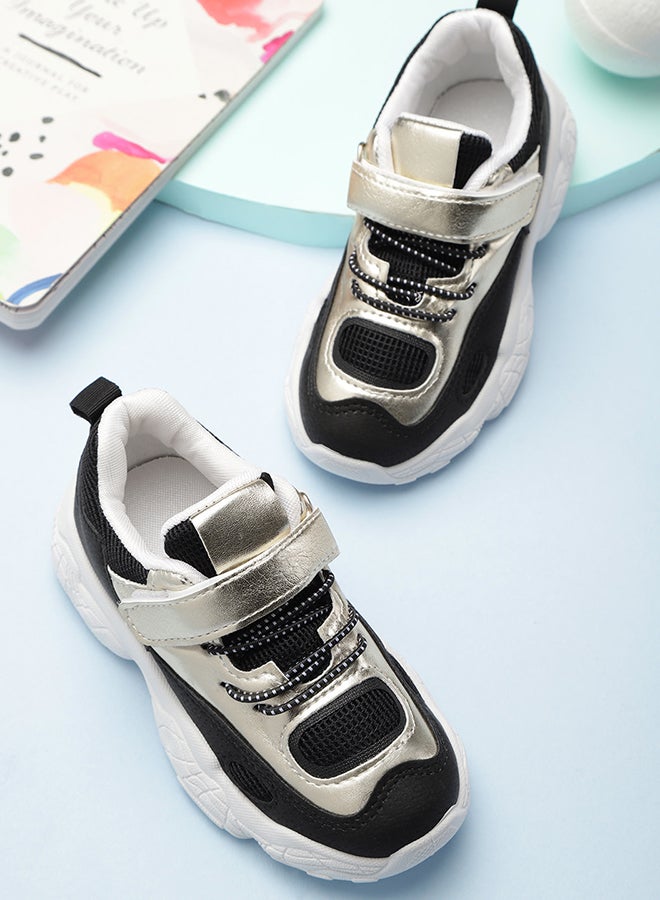 Hoppipola Kids Contrast Panel Sneakers Gold/Black - Image 4