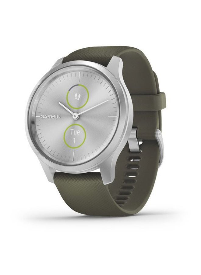 GARMIN Vivomove Style - 39MM - Silver aluminium case with moss silicone band - Up to 5 Days of  Battery life  - Oled Display, Chemically-strengthened glass, Heart Rate Monitor, All day stress monitor, Smart notification, Women Health Tracking, iOS and Android compatible Moss  - Image 2