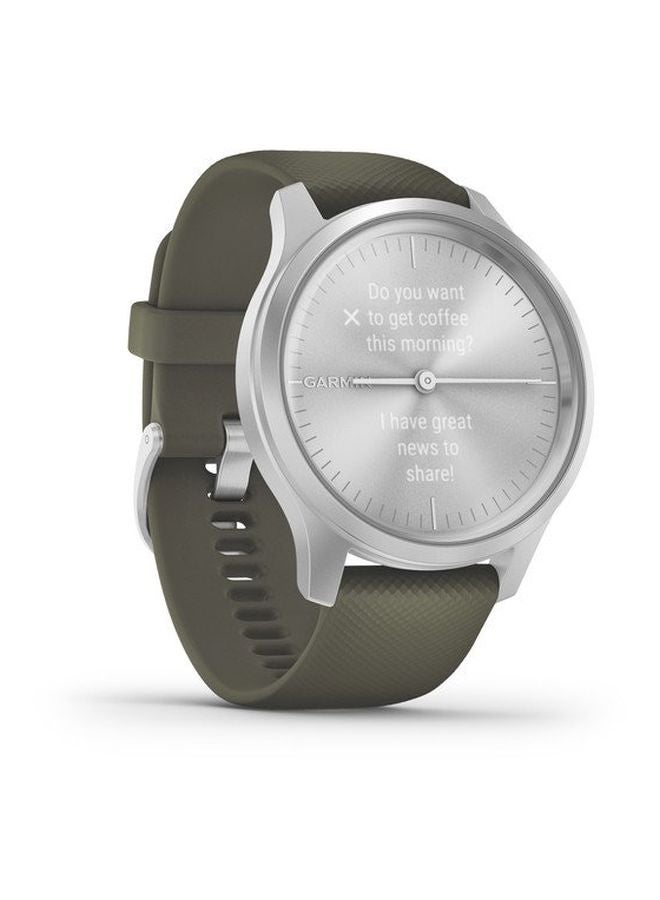 GARMIN Vivomove Style - 39MM - Silver aluminium case with moss silicone band - Up to 5 Days of  Battery life  - Oled Display, Chemically-strengthened glass, Heart Rate Monitor, All day stress monitor, Smart notification, Women Health Tracking, iOS and Android compatible Moss  - Image 3