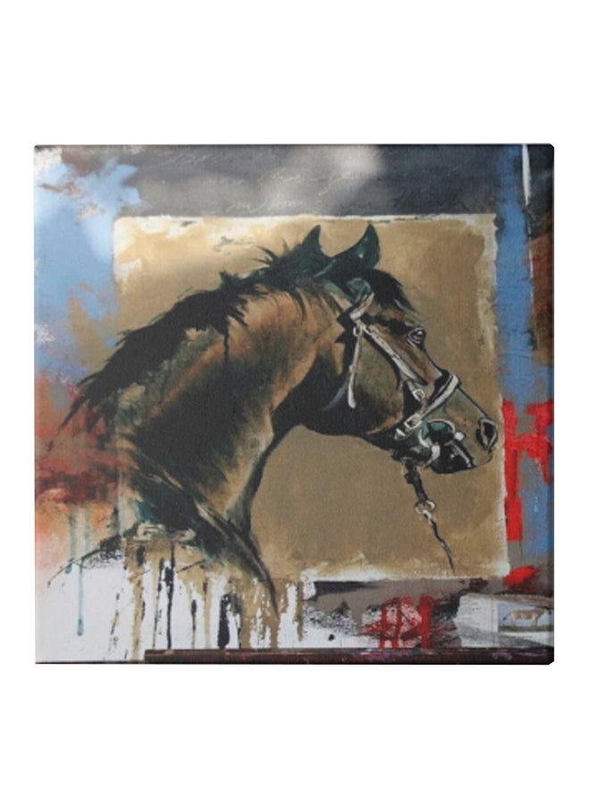 Horse Theme Canvas Wall Painting With Hidden Frame Multicolour 30 x 30cm
