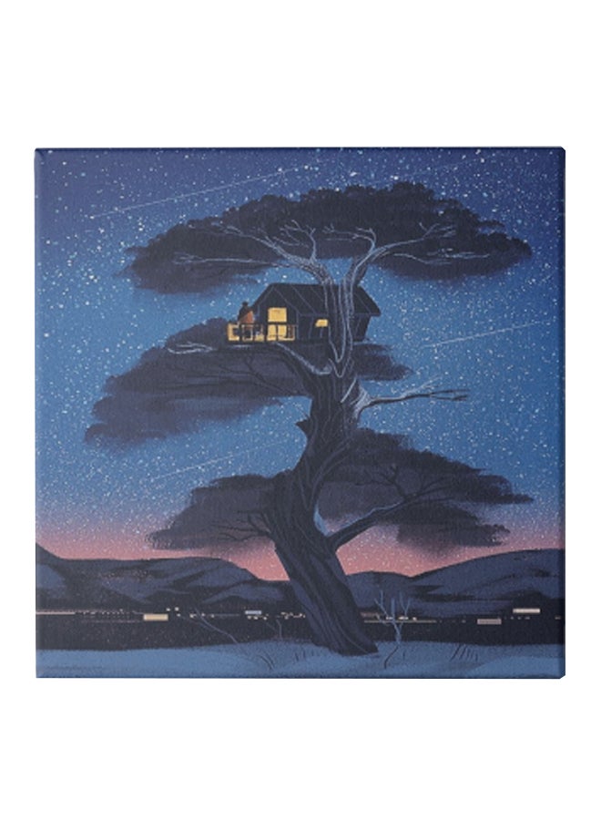 House Above The Tree Theme Canvas Wall Painting With Hidden Frame Multicolour 30 x 30cm