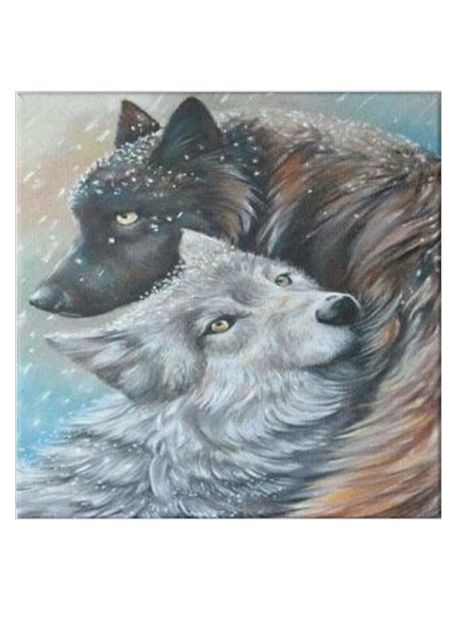 Wolves Wooden Art Hidden Frame Canvas Wall Painting Multicolour 30 x 30cm