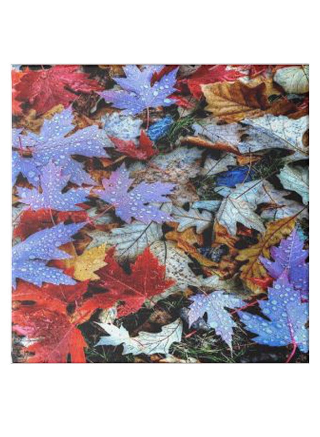 Tree Leaves Wooden Art Hidden Frame Canvas Wall Painting Multicolour 30 x 30cm