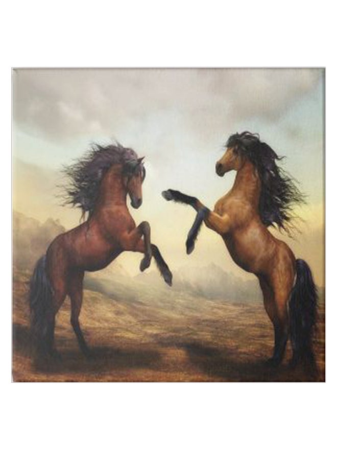 Horse Wooden Art Hidden Frame Canvas Wall Painting Multicolour 30 x 30cm