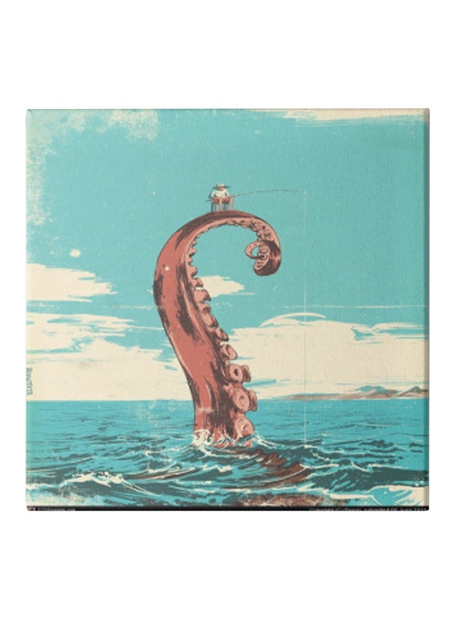 Generic - Fisherman In The Lake Themed Canvas Wall Painting With Hidden Frame Multicolour 30 x 30cm - Image 1