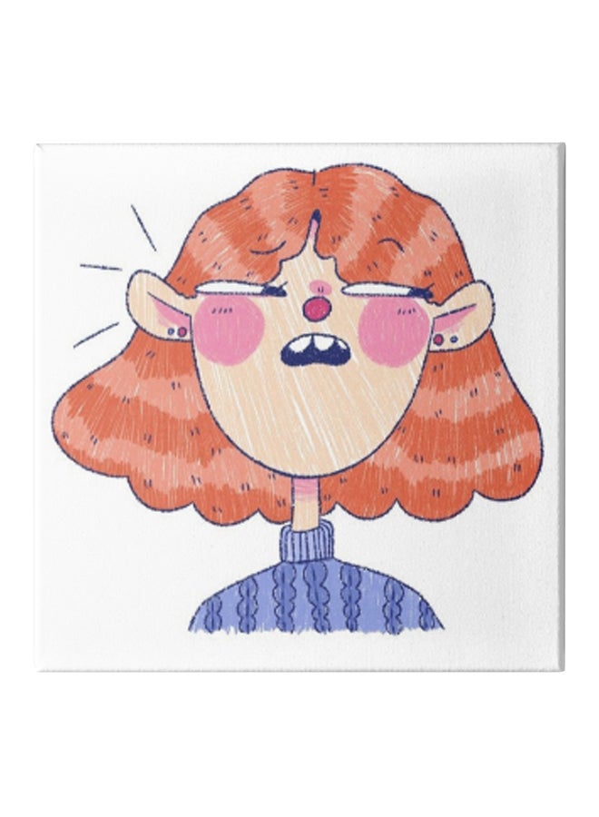 Girl Themed Canvas Wall Painting With Hidden Frame Multicolour 30 x 30cm