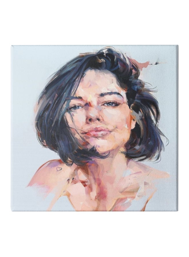Girl Themed Canvas Wall Painting With Hidden Frame Multicolour 30 x 30cm