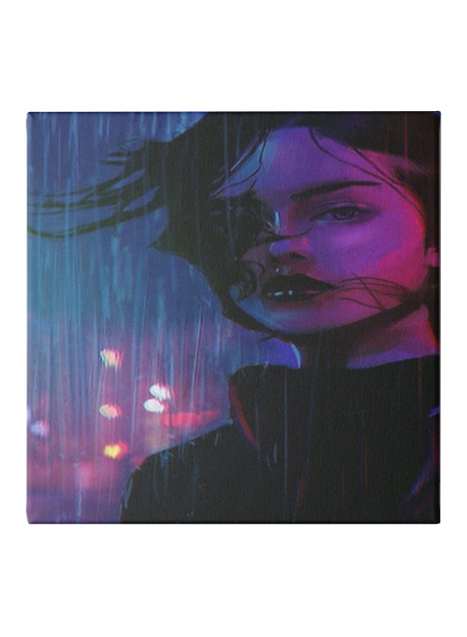 لوحة فنية من قماش الكانفاس بتصميم فتاة تحت الماء مزودة بإطار مخفي متعدد الألوان 30 x 30سم