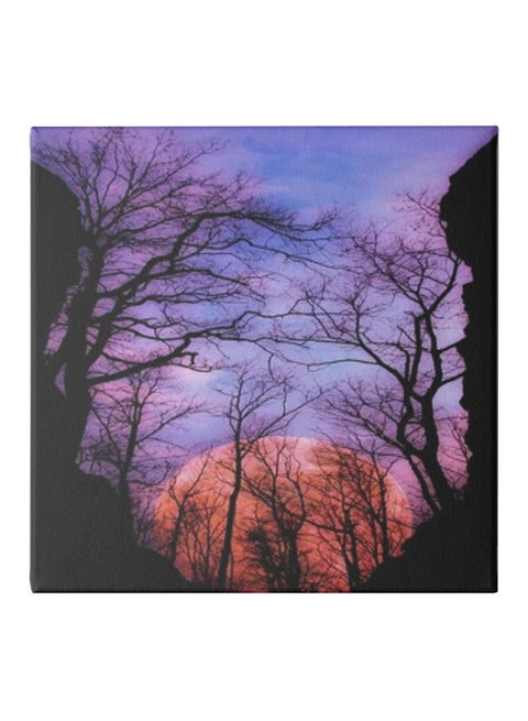 Moonlight And Forest Themed Canvas Wall Painting With Hidden Frame Multicolour 30 x 30cm