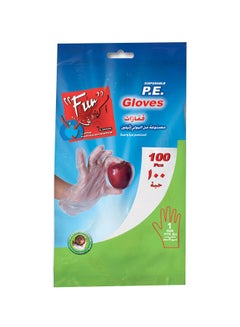 Fun 100-Piece Powder Free Dispoable Gloves Clear Free Size  - Image 1
