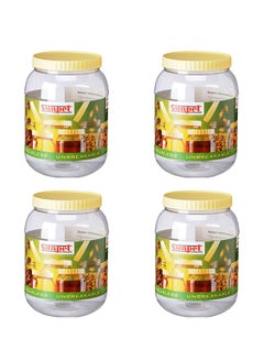 Sunpet 4-Piece Multipurpose Plastic Jar Container With Lid Set Clear/Yellow 4Liters 