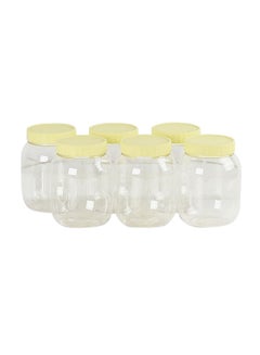 Sunpet 6-Piece Multipurpose Plastic Jar Container With Lid Set Clear/Yellow 3Liters 