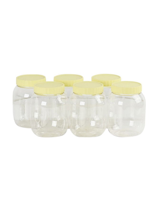 Sunpet - 6-Piece Multipurpose Plastic Jar Container With Lid Set Clear/Yellow 3Liters - Image 1