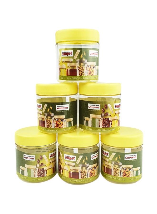 6-Piece Multipurpose Plastic Jar Container With Lid Set Clear/Yellow 600ml - v1591871531/N38581598A_1