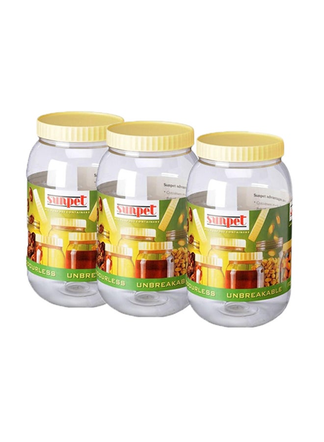 Sunpet 3-Piece Plastic Container Set Clear/Yellow 2250ml