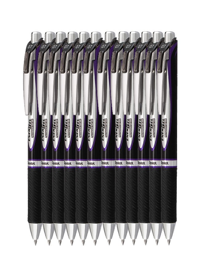 بنتل طقم أقلام حبر جل دائم إنرجيل مكون من 12 قطعة بنفسجي - Image 1