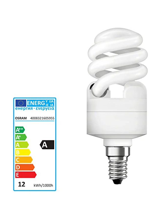 Osram - CFL Mini Twist E14 12W Energy Saving Spiral Screw Light Bulb Warm White ‎12.19x5.41x5.41cm - Image 1