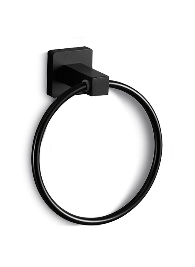حامل مناشف حلقي يثبت على الحائط، مصنوع من الستانلس ستيل أسود 19x11x6.5سم - Image 1