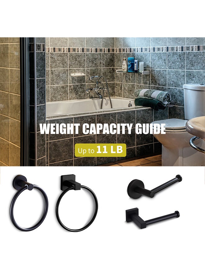 حامل مناشف حلقي يثبت على الحائط، مصنوع من الستانلس ستيل أسود 19x11x6.5سم - Image 3