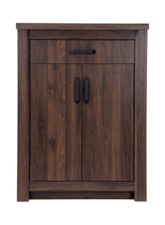 Braxton 2-Door Shoe Cabinet for 15 Pairs Antique Walnut 90x123x40cm , 1 Drawer and 4 Shelves , Particle Board Walnut 90x123x40cm