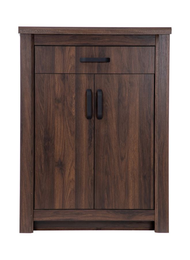 homes r us - Braxton 2-Door Shoe Cabinet for 15 Pairs Antique Walnut 90x123x40cm , 1 Drawer and 4 Shelves , Particle Board Walnut 90x123x40cm - Image 1