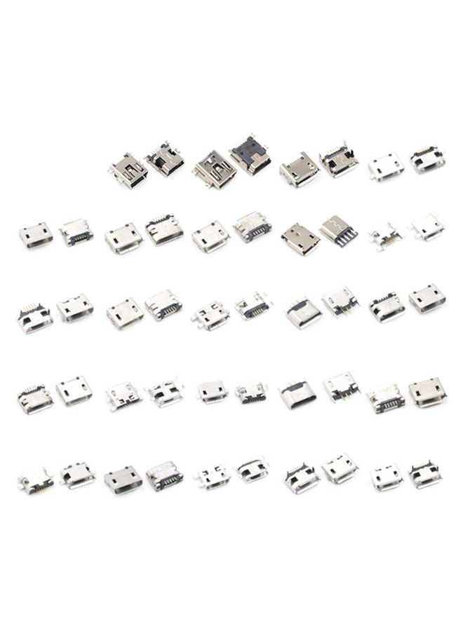 Generic - 120-Piece Micro USB Charging Connector Pin Female SMT Socket Jack Set With Box Silver - Image 1