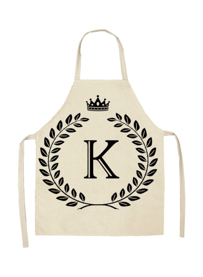 Letter K Printed Apron Beige 47 x 38centimeter 