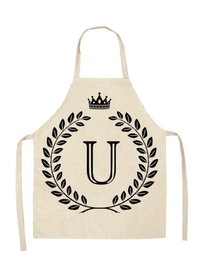 Letter U Printed Apron Beige 68 x 65cm 