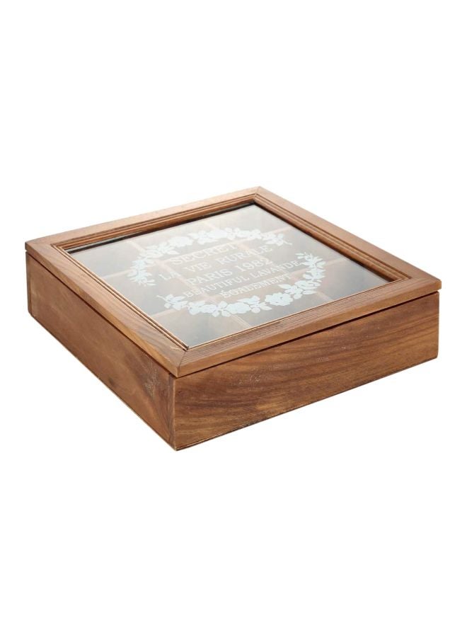 East Lady Wooden Tea Box Brown/Clear 24x24x7cm  - Image 2
